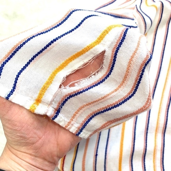 Dizzire 3/4 Sleeve Soft Multicolored Stripe Flowy V-Neck Blouse Size Small - Picture 11 of 14